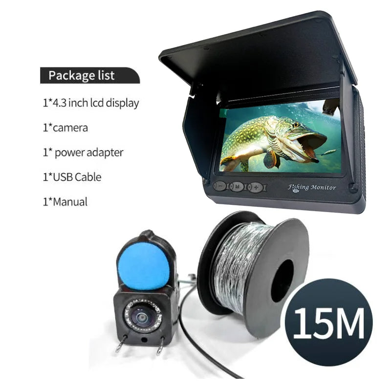 ✅ “4.3” Night Vision Underwater Fishing Camera – HD 1080P Fish Finder with IR LED & 30M Cable”