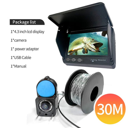 ✅ “4.3” Night Vision Underwater Fishing Camera – HD 1080P Fish Finder with IR LED & 30M Cable”